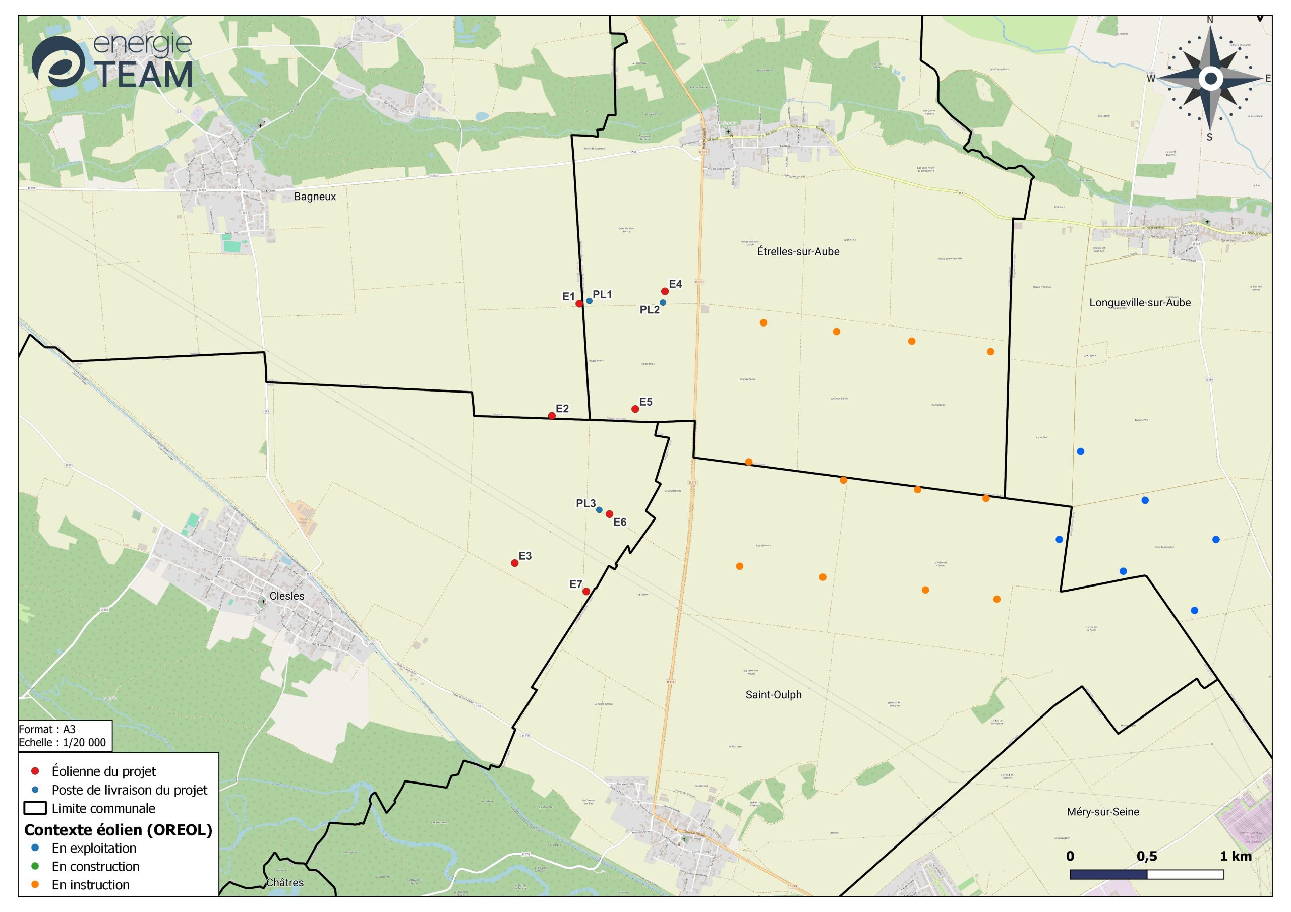 Un projet de parc éolien sur le territoire des communes de Bagneux, Clesles et Étrelles-sur-Aube